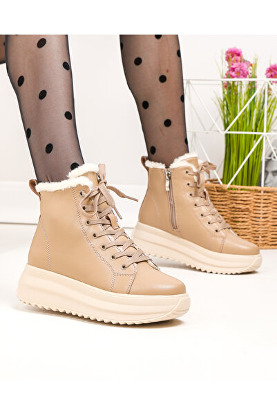 starlike Women's boots, natural leather, khaki F002-296