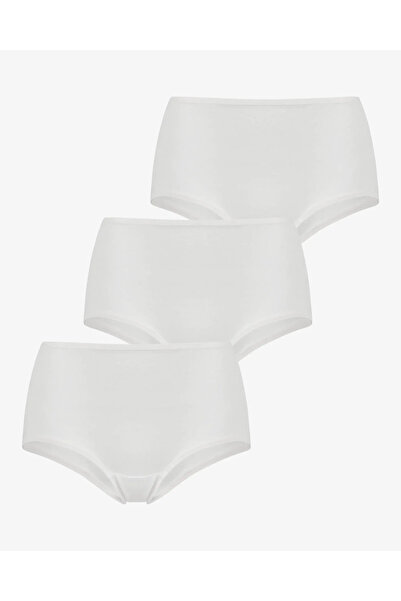 Bolero Women's high-waisted panties - set of 3 pieces, white color, 95% cotton