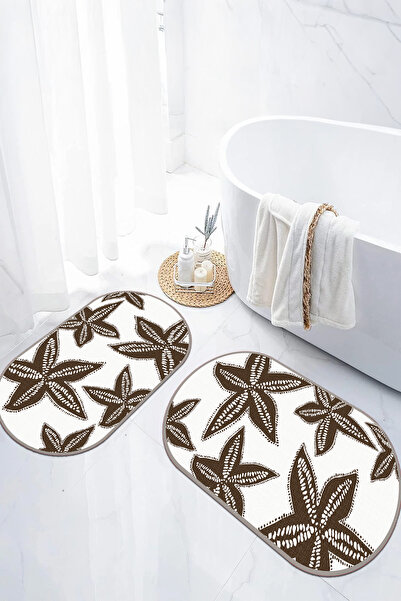 EVİMSEN Ψηφιακό αντιολισθητικό σετ τουαλέτας με ψάθα μπάνιου με οβάλ σχήμα ασ...