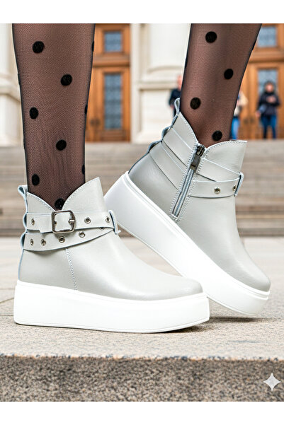 starlike Women's boots, natural leather, gray T7000