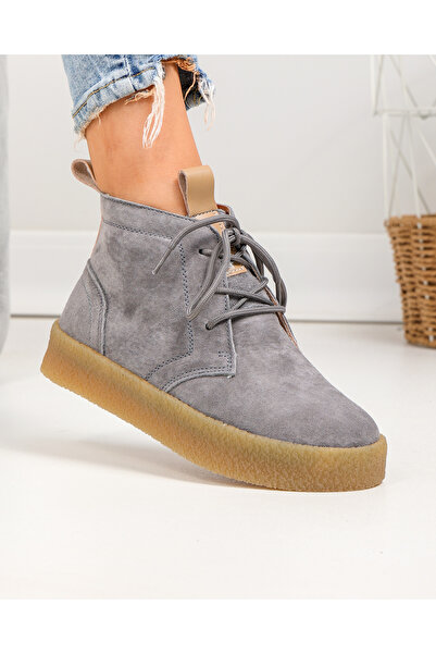 starlike Women's boots, natural suede leather, dark gray JY6651