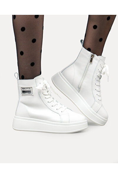 starlike Women's boots, natural leather, white F001-886