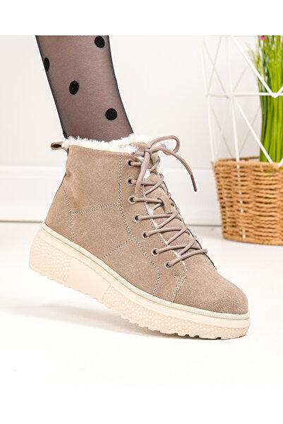 starlike Women's boots, natural suede, khaki F002-409