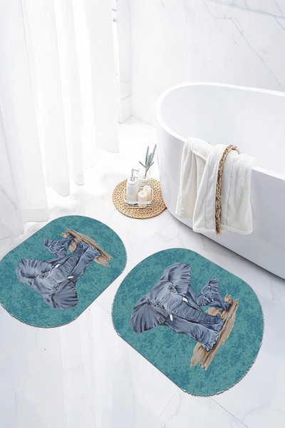 EVİMSEN Set de scaune pentru toaletă cu covoraș de baie oval, lavabil, cu mod...