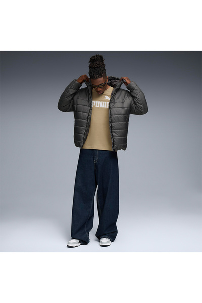 Puma Essentials Hooded Padded Erkek Gri Kapüşonlu Mont