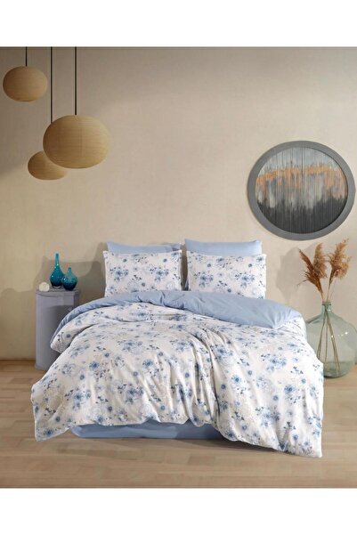 Pamuku Set lenjerie de pat cu model de flori, cu elastic, 180x200 cm