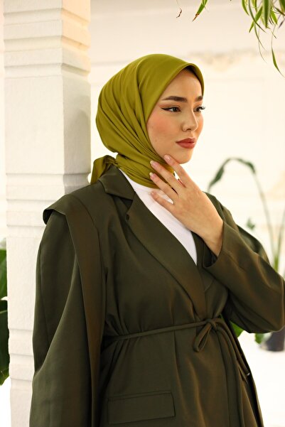 Silk Home Oil Green Plain Twill Polyester Scarf