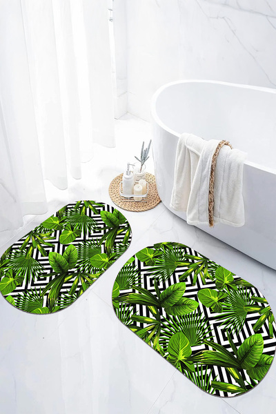 EVİMSEN طقم مقعد المرحاض بقاعدة رقمية مضادة للانزلاق وقابلة للغسل بنمط أوراق ...