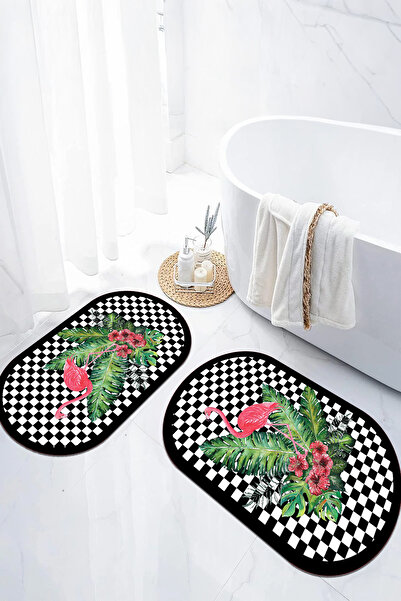 EVİMSEN Set de scaune pentru toaletă cu covoraș de baie oval, lavabil, cu mod...