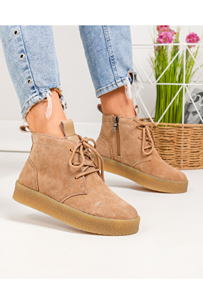 starlike Women's boots, genuine suede leather, khaki JY6651