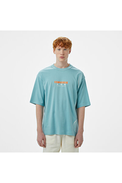 Converse Star Chevron Oversize Fit Baskılı Erkek Mavi T-shirt