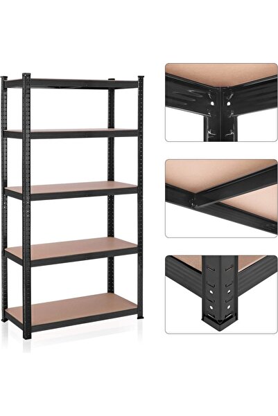 SONGMICS Raft Songmics, 5 rafturi, 180 x 90 x 40 cm, Negru, GLR040B01