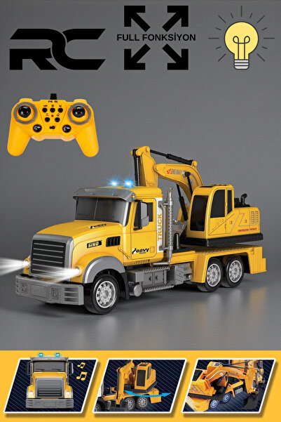 TRENDZONE Uzaktan Kumandalı Şarjlı Sesli Işıklı 11CH İş Makinesi Kamyon Kepçe...