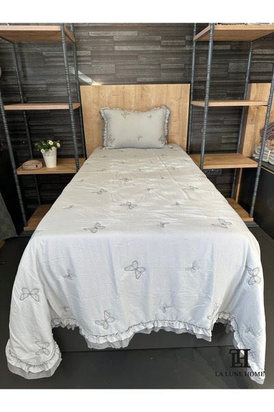 la lune home LA LUNA HOME LİKYA NAKIŞLI ÇİFT FIRFIRLI TEK KİŞİLİK YATAK ÖRTÜSÜ