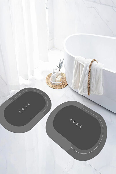 EVİMSEN Set de scaune pentru toaletă cu covoraș de baie oval, lavabil, cu baz...