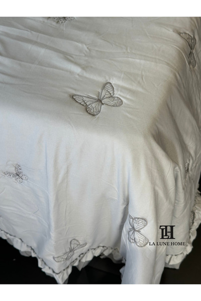 la lune home LA LUNA HOME LİKYA NAKIŞLI ÇİFT FIRFIRLI TEK KİŞİLİK YATAK ÖRTÜSÜ