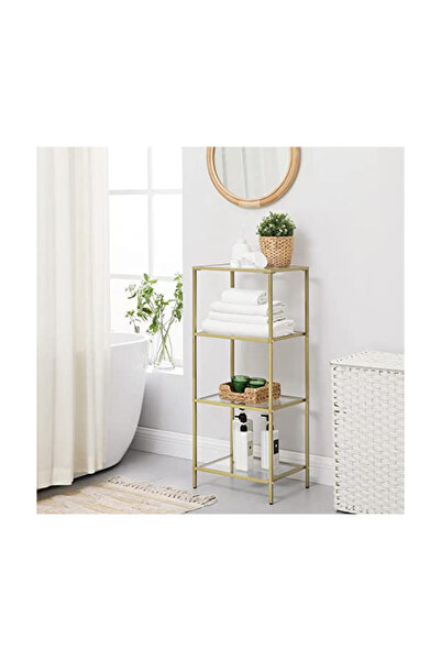 VASAGLE Raft cu 4 niveluri, Vasagle, Sticla securizata, LGT28G, Auriu, 30 x 40 x 95 cm