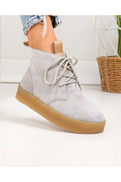 starlike Women's boots, natural suede leather, light gray JY6651