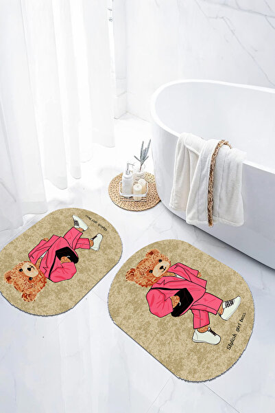 EVİMSEN Set de scaune pentru toaletă cu covoraș de baie oval, lavabil, cu mod...