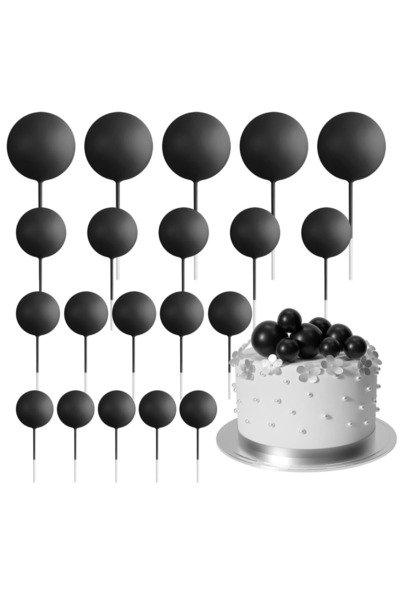 Choice8 black 20 Pcs Ball Cake Topper Decorati Mini Ballo Cake Topper Sticks ...