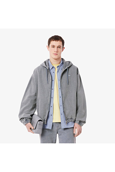 Lacoste Erkek Kapüşonlu Denim Gri Ceket