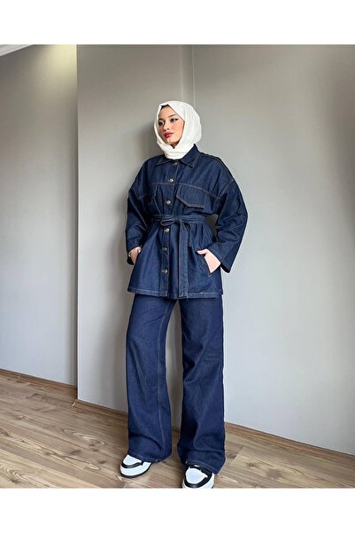 Zübeyde Sayın Women's Belted Denim Two-Piece Set