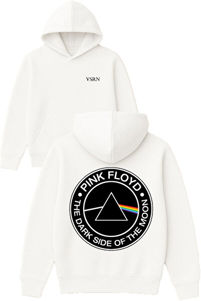 VSRN سويت شيرت بقلنسوة أبيض كبير الحجم مطبوع بتصميم فلويد