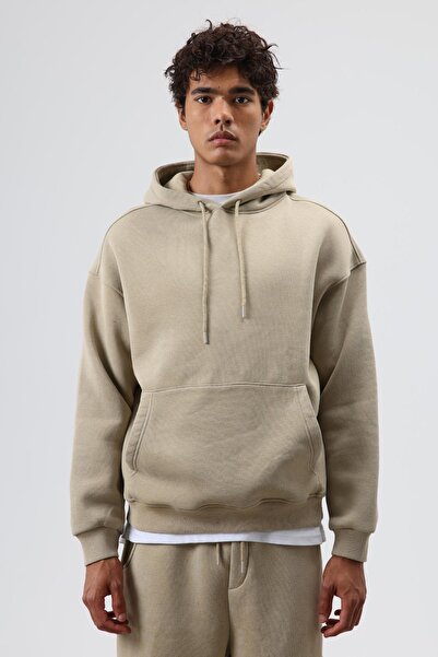 VAMOSCLO Basic Oversized Washable Hoodie Khaki