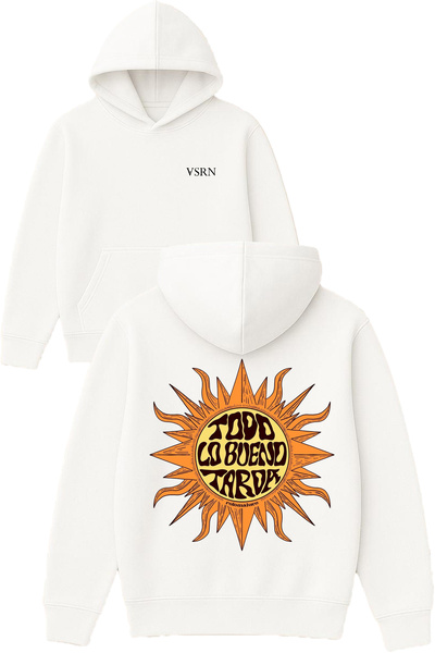 VSRN Todd Lo Bueno Design Printed Oversized White Hooded Sweatshirt