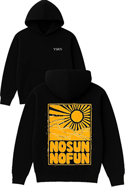 VSRN Φούτερ με κουκούλα Nosun fosun Design με στάμπα, μεγάλου μεγέθους, μαύρο