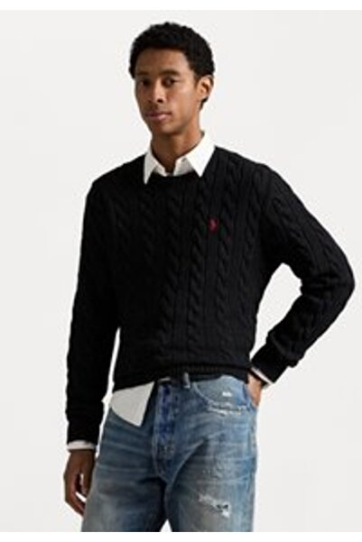 Polo Ralph Lauren Cable-Knit Cotton Sweater - Black