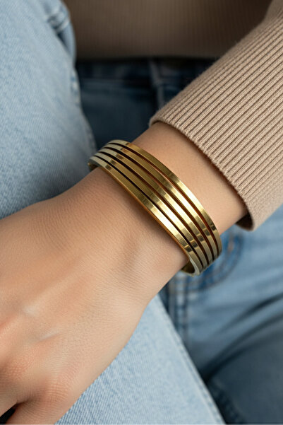 Modacaprea Çelik Dilimli Kadın Kelepçe Bileklik – 18 Cm Kelepçeli Bileklik | ...