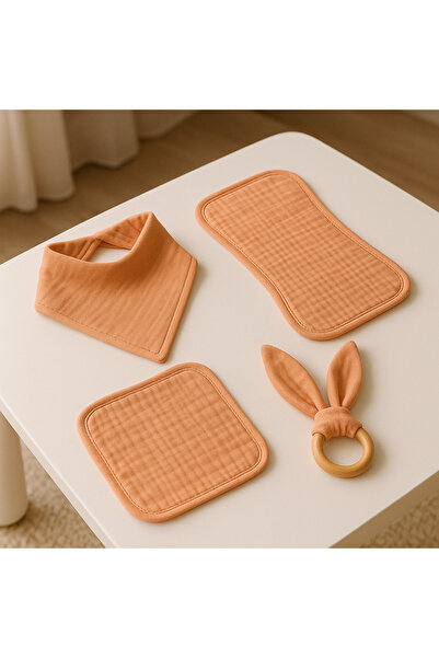 Heianmono Kids Baby Color 2-Layer 100% Cotton Muslin Baby Set, Set of 4