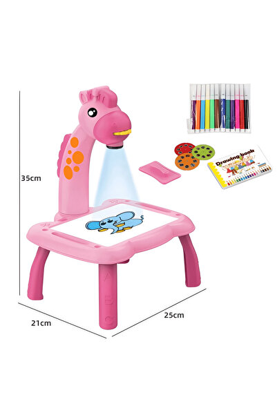 Tim Drawing Table with Projector for Kids – 3 Discs×24 Templates, 2 Markers, Relaxing Music, Eraser Board