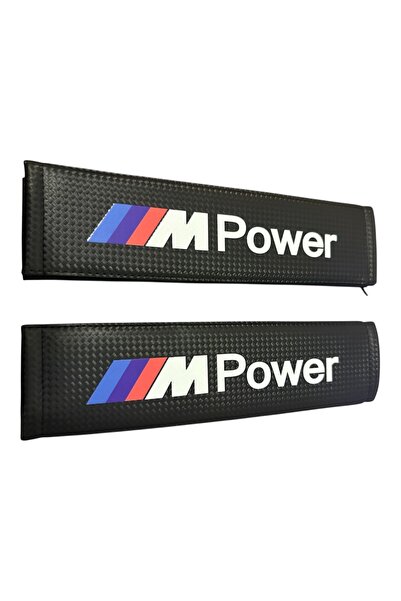 İKTUNING BMW M POWER LOGOLU SUNİ DERİ EMNİYET KEMER PEDİ ( 2 ADET )