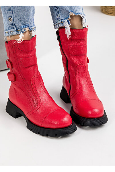 starlike Women's red genuine leather boots PCI046