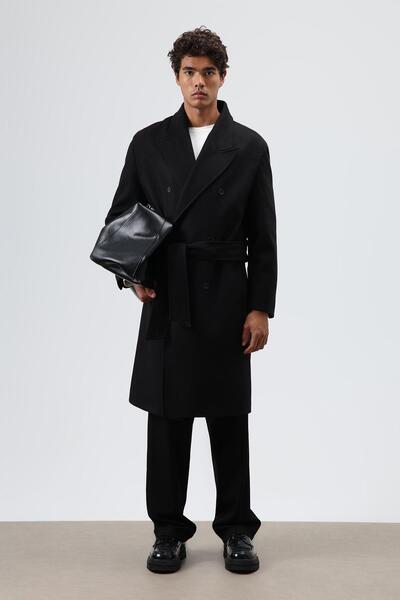 VAMOSCLO oversized διπλό πέτο Παλτό Κασέ Μαύρο