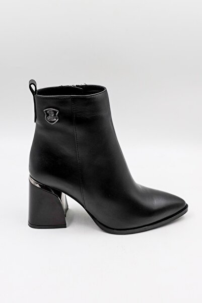 Venüs Women's Heeled Leather Boots Vn2552003K - Black - 35