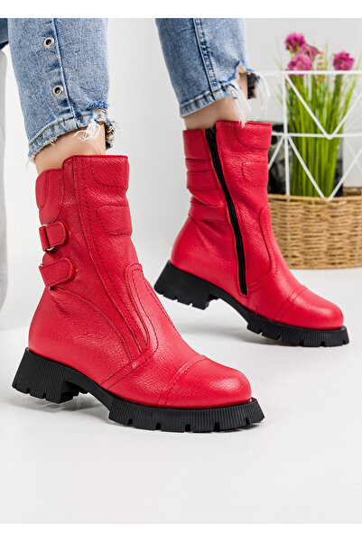 starlike Women's red genuine leather boots PCI046