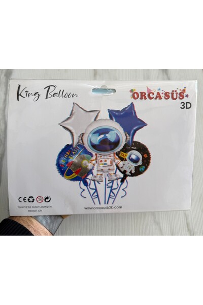 maycup Uzay Happy Birthday Themed Foil Balloon Set of 5