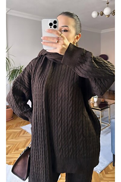 Damla Demli Brown Hair Knitwear Set