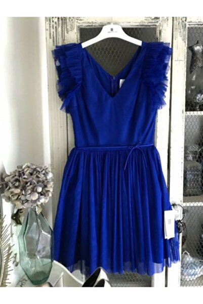 Betty M Rochie de ocazie albastra scurta baby doll din tulle