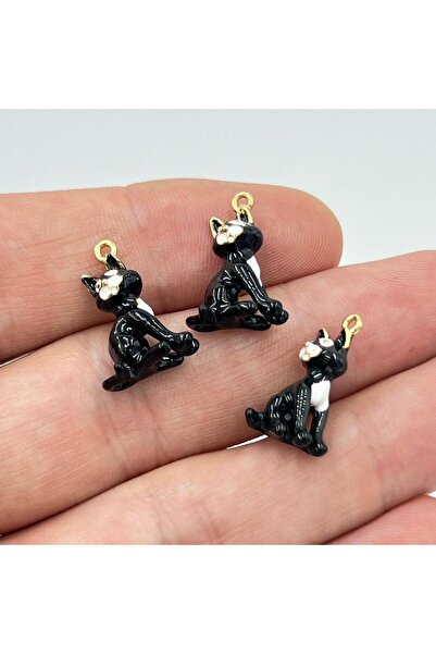 yfhobi 1 Adet - Üç Boyutlu Mineli Kedi Desen Uç, Charm Uç, Altın Kaplama 1.Ka...