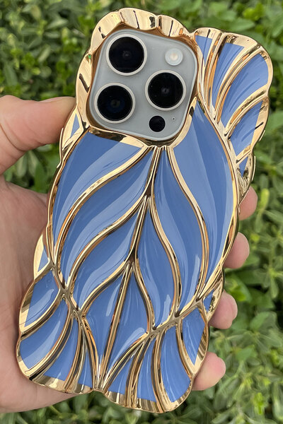 CEPSTOK حافظة آيفون 15 برو بنمط الأوراق اللامعة المضادة للصدمات من السيليكون