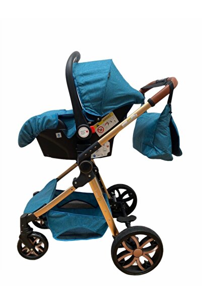 L-Sun 3-in-1 Stroller with Suspensions, Reversible, Blue