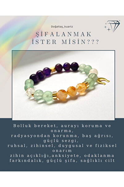 KIRMIZICOSMETİCS Natural Stone Bracelet. Certificate with Approval Card