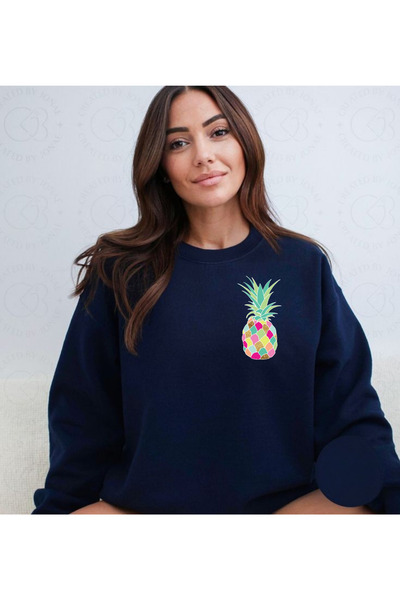 Tubinyoo سويت شيرت ملون صغير الحجم على شكل أناناس مطبوع برقبة دائرية و3 خيوط