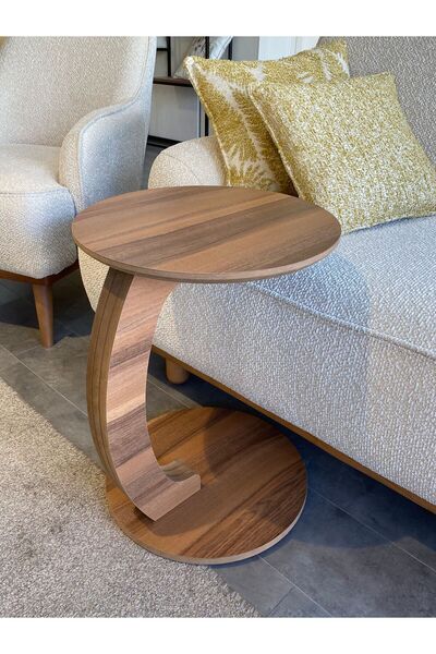 Baber Dekor C Yan Sehpa Koltuk Sehpası Mdf Lam Yerli Parke Ceviz Desenli Teke...