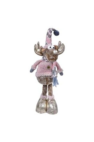 Silver Star Figurină decorativă de Crăciun - Ren cu haină roz, căciulă și eșa...