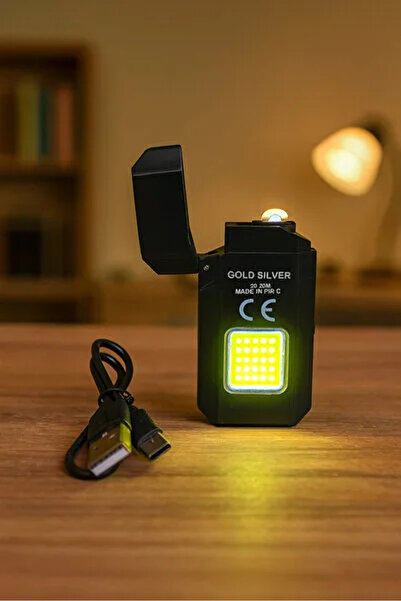 luxe lıfestyle Şarj Edilebilir Rüzgar Geçirmez Elektrikli Çakmaklı Fener